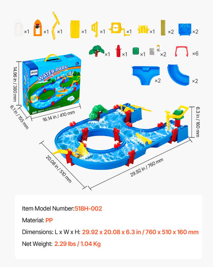 Wassertisch für Kleinkinder, Spielset mit Wasserlauf für Kinder, Sommer-Wasserpark-Spielset für Garten, Rasen und Strand mit 39 Zubehörteilen, sensorischer Spieltisch für Jungen und Mädchen ab 3 Jahren