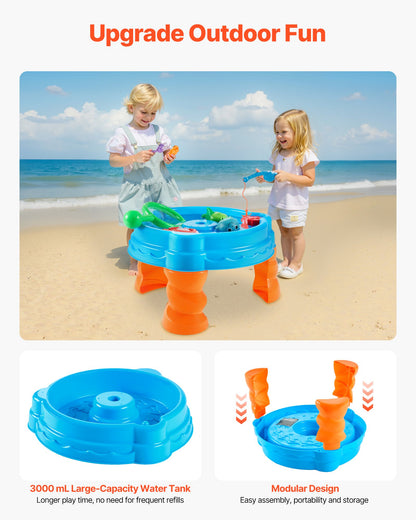 Wassertisch für Kleinkinder, Sinnes-Aktivitätstisch für Kinder, Wasserspielset „Fisch und Planschen“ mit 9-teiligem Spielzeugzubehör, Sommer-Wasserspieltisch mit Angelspielset für Jungen und Mädchen ab 3 Jahren