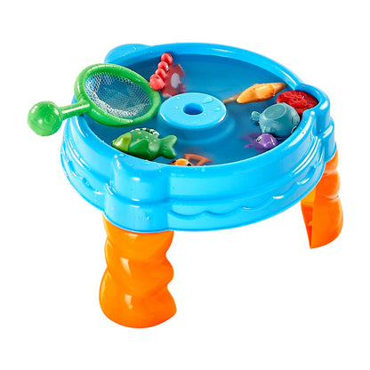 Wassertisch für Kleinkinder, Sinnes-Aktivitätstisch für Kinder, Wasserspielset „Fisch und Planschen“ mit 9-teiligem Spielzeugzubehör, Sommer-Wasserspieltisch mit Angelspielset für Jungen und Mädchen ab 3 Jahren