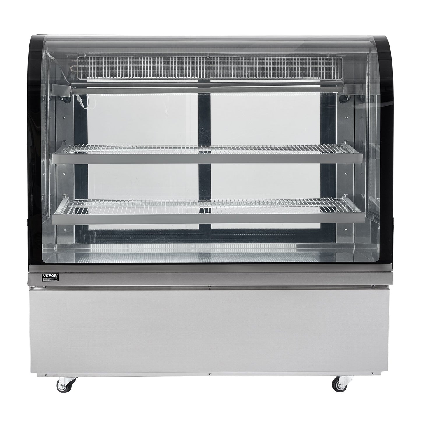 Refrigerated Display Case, 18 Cu.Ft./505L Large Pastry Display Case, 2-Tier Commercial Display Refrigerator with LED Lighting, Downdraft Cooling, Movable with Casters, for Bakery