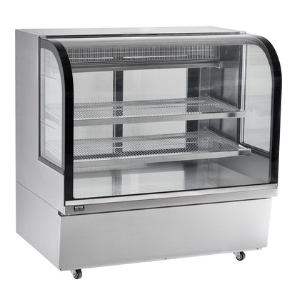 Refrigerated Display Case, 18 Cu.Ft./505L Large Pastry Display Case, 2-Tier Commercial Display Refrigerator with LED Lighting, Downdraft Cooling, Movable with Casters, for Bakery
