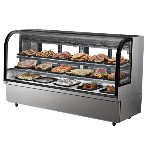 Refrigerated Display Case, 32 Cu.Ft./901L Large Pastry Display Case, 4-Tier Commercial Display Refrigerator with LED Lighting, Downdraft Cooling, Movable with Casters, for Bakery
