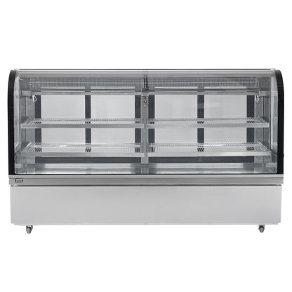 Refrigerated Display Case, 32 Cu.Ft./901L Large Pastry Display Case, 4-Tier Commercial Display Refrigerator with LED Lighting, Downdraft Cooling, Movable with Casters, for Bakery