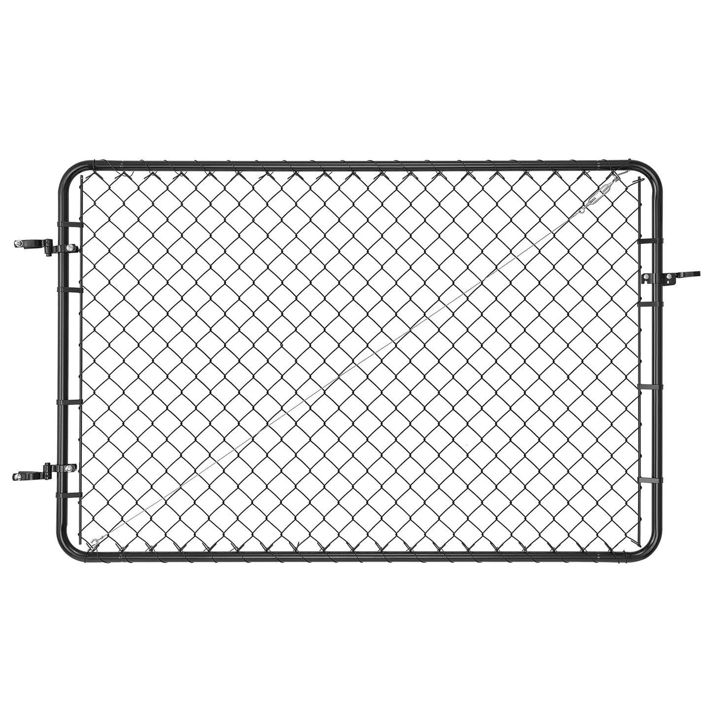 Chain Link Fence Gate, 72 x 48 in, Adjustable Chain Link Fence Panel, Fit 2.2-6 ft (W) x 6 ft (H) Garden Fence Gate Opening, Fencing Gate with Plastic Coating, for Farm Black, Posts Not Included