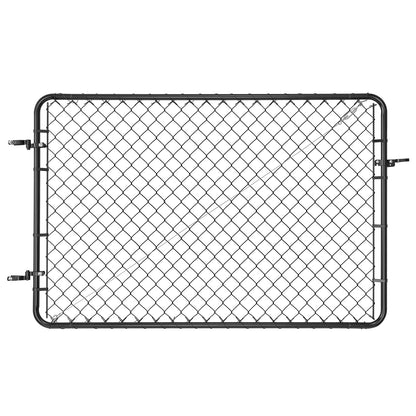 Chain Link Fence Gate, 72 x 48 in, Adjustable Chain Link Fence Panel, Fit 2.2-6 ft (W) x 6 ft (H) Garden Fence Gate Opening, Fencing Gate with Plastic Coating, for Farm Black, Posts Not Included
