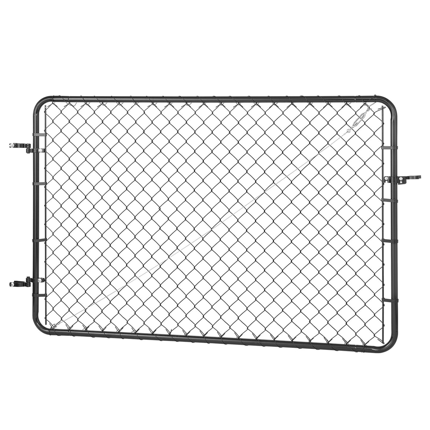 Chain Link Fence Gate, 72 x 48 in, Adjustable Chain Link Fence Panel, Fit 2.2-6 ft (W) x 6 ft (H) Garden Fence Gate Opening, Fencing Gate with Plastic Coating, for Farm Black, Posts Not Included