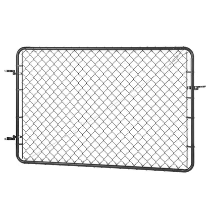 Chain Link Fence Gate, 72 x 48 in, Adjustable Chain Link Fence Panel, Fit 2.2-6 ft (W) x 6 ft (H) Garden Fence Gate Opening, Fencing Gate with Plastic Coating, for Farm Black, Posts Not Included