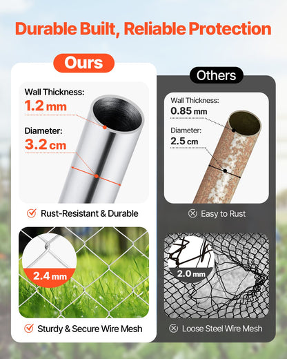 Chain Link Fence Gate, 72 x 48 in, Adjustable Chain Link Fence Panel, Fit 2.2-6 ft (W) x 6 ft (H) Garden Fence Gate Opening, Rust-Resistant Galvanized Fencing Gate for Farm, Posts Not Included