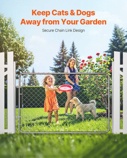 Chain Link Fence Gate, 72 x 48 in, Adjustable Chain Link Fence Panel, Fit 2.2-6 ft (W) x 6 ft (H) Garden Fence Gate Opening, Rust-Resistant Galvanized Fencing Gate for Farm, Posts Not Included