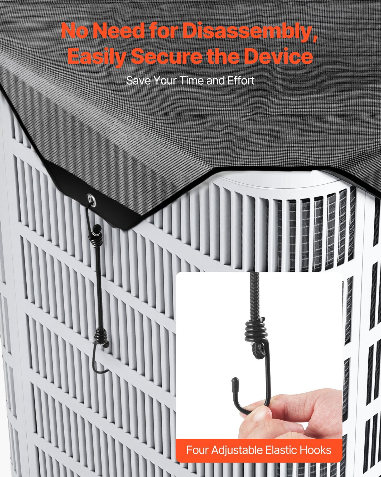 Air Conditioner Cover for Outside Units, 910 x 910 mm Central AC Cover for Air Conditioning Unit, Top Universal Mesh Defender Tear-Resistant Easy Install for Outdoor Outside All Seasons, Black