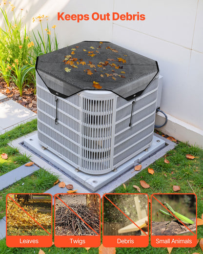 Klimaanlagenabdeckung für Außengeräte, 810 x 810 mm, zentrale Klimaanlagenabdeckung, universelles, reißfestes Mesh-Gewebe, einfache Montage, für den Außenbereich, ganzjährig geeignet, Schwarz