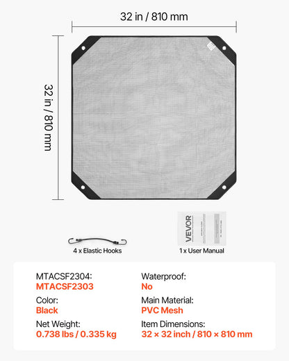 Klimaanlagenabdeckung für Außengeräte, 810 x 810 mm, zentrale Klimaanlagenabdeckung, universelles, reißfestes Mesh-Gewebe, einfache Montage, für den Außenbereich, ganzjährig geeignet, Schwarz