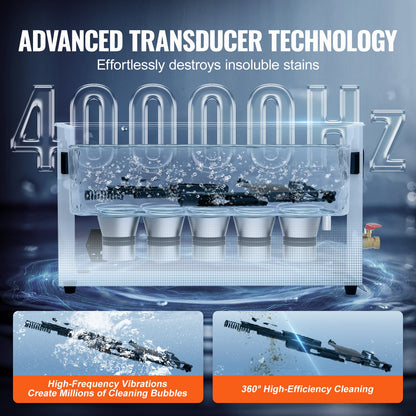 10-Liter-Ultraschall-Waffenreiniger, 300-W-Profi-Ultraschallreinigungsgerät mit Timer und Heizung, 40-kHz-Digital-Ultraschallreiniger mit Korb für Waffenteile, Munition und Militärbedarf