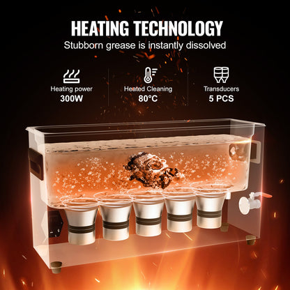 10-Liter-Ultraschall-Waffenreiniger, 300-W-Profi-Ultraschallreinigungsgerät mit Timer und Heizung, 40-kHz-Digital-Ultraschallreiniger mit Korb für Waffenteile, Munition und Militärbedarf