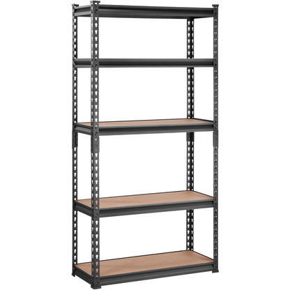 Storage Shelving Unit, 5-Tier Adjustable, 2000 lbs Capacity, Heavy Duty Garage Shelves Metal Organizer Utility Rack, Black, 30" L x 12" W x 60" H for Kitchen Pantry Basement Bathroom Laundry