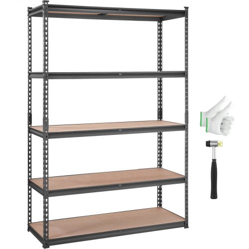 Lagerregal, 5-stufig verstellbar, Tragkraft 907 kg, robustes Metallregal für Garage, Garage, Aufbewahrung, Organizer, Mehrzweckregal, schwarz, 45,7 cm T x 121,9 cm B x 182,9 cm H für Küche, Speisekammer, Keller, Badezimmer, Waschküche