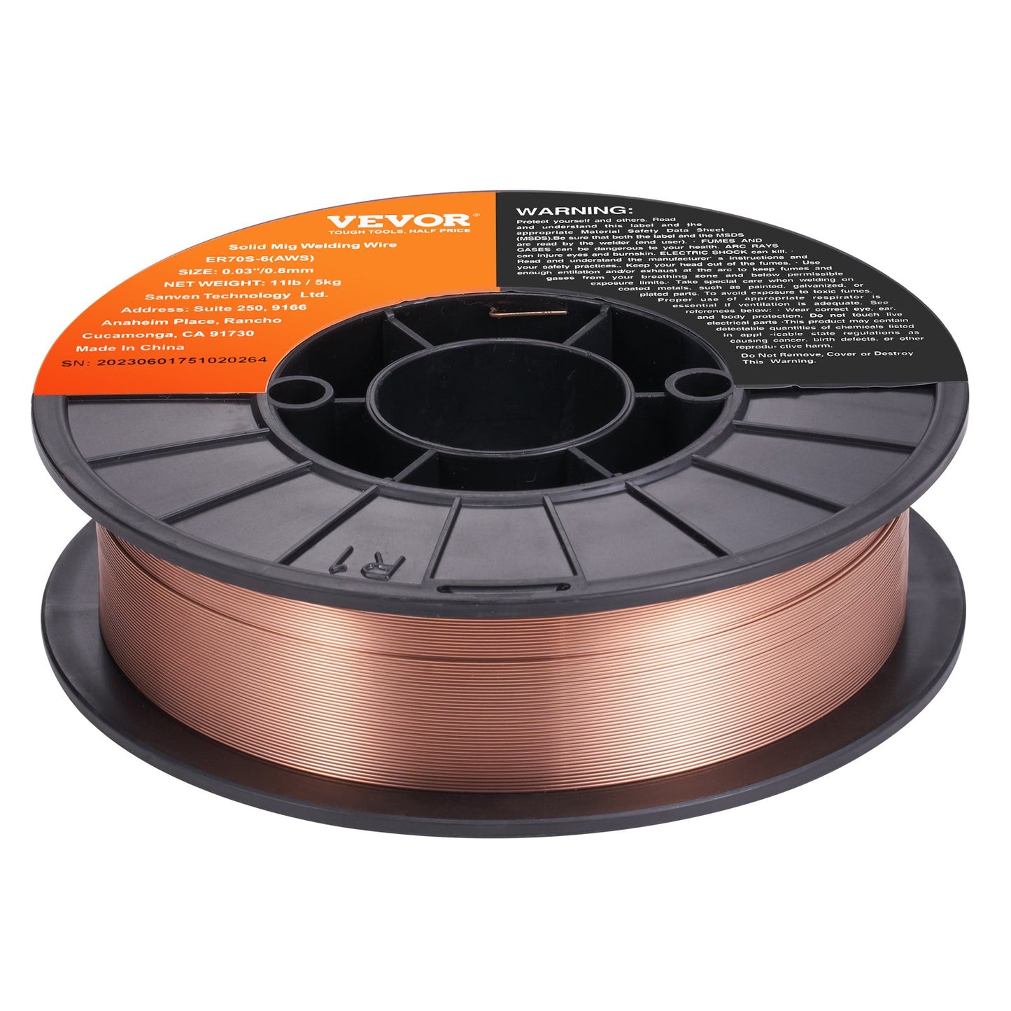 Solid MIG Welding Wire, ER70S-6 0.8mm 5.0kg with Low Splatter and High Levels of Deoxidizers for All Position Gas Welding