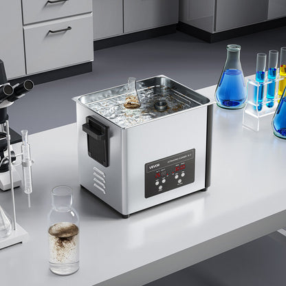 10-Liter-Ultraschallreiniger, professionelles Ultraschallreinigungsgerät mit Reinigungskorb und Digitalanzeige, 180 W, Edelstahl, 40 kHz, Reinigungsgerät für Uhren, Rasierer, Schmuck, Münzen und mehr