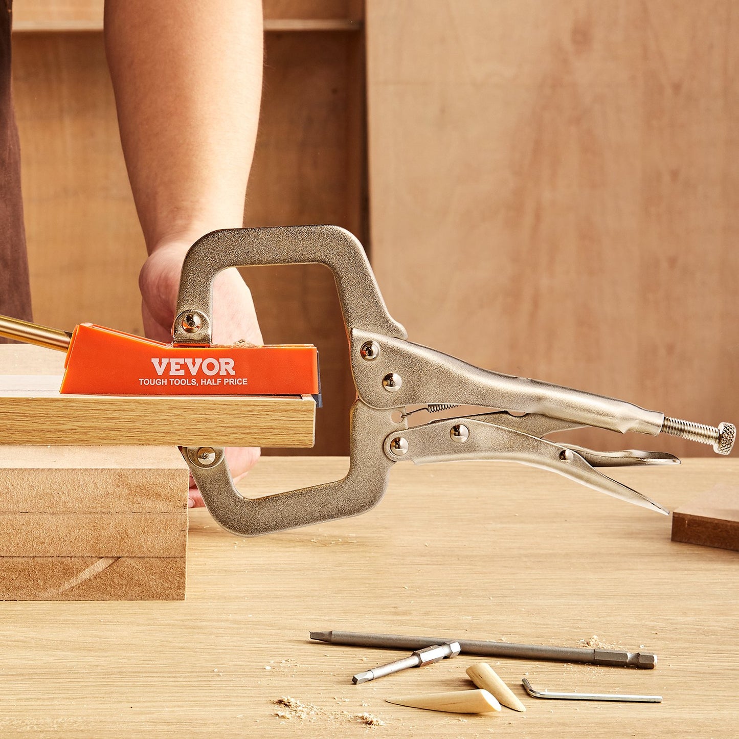 Pocket Hole Jig, 56 Pcs Mini Jig Pocket Hole System with 22.9 cm C-clamp, Step Drill, Wrench, Drill Stop Ring, Square Drive Bit, and Screws, for DIY Carpentry Projects