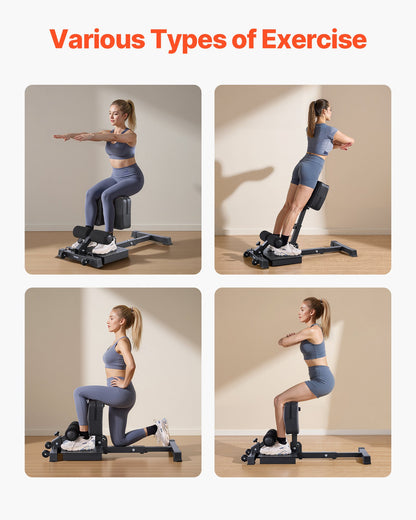 Sissy-Squat-Maschine, multifunktionale Sissy-Squat-Bank für tiefes Beinmuskeltraining, einfach aufzubauen und zusammenklappbar, Trainingsgerät für Rumpf, Taille und Gesäß, Beintrainingsgerät für das Heim-Fitnessstudio, Schwarz