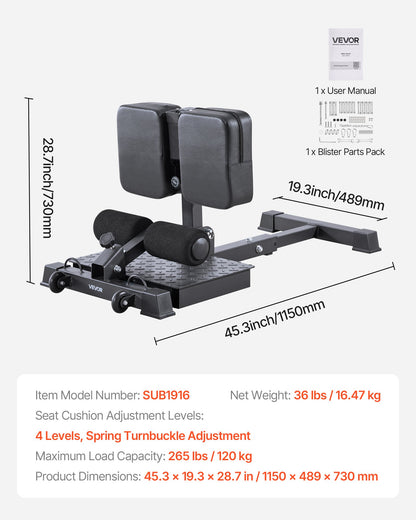 Sissy-Squat-Maschine, multifunktionale Sissy-Squat-Bank für tiefes Beinmuskeltraining, einfach aufzubauen und zusammenklappbar, Trainingsgerät für Rumpf, Taille und Gesäß, Beintrainingsgerät für das Heim-Fitnessstudio, Schwarz