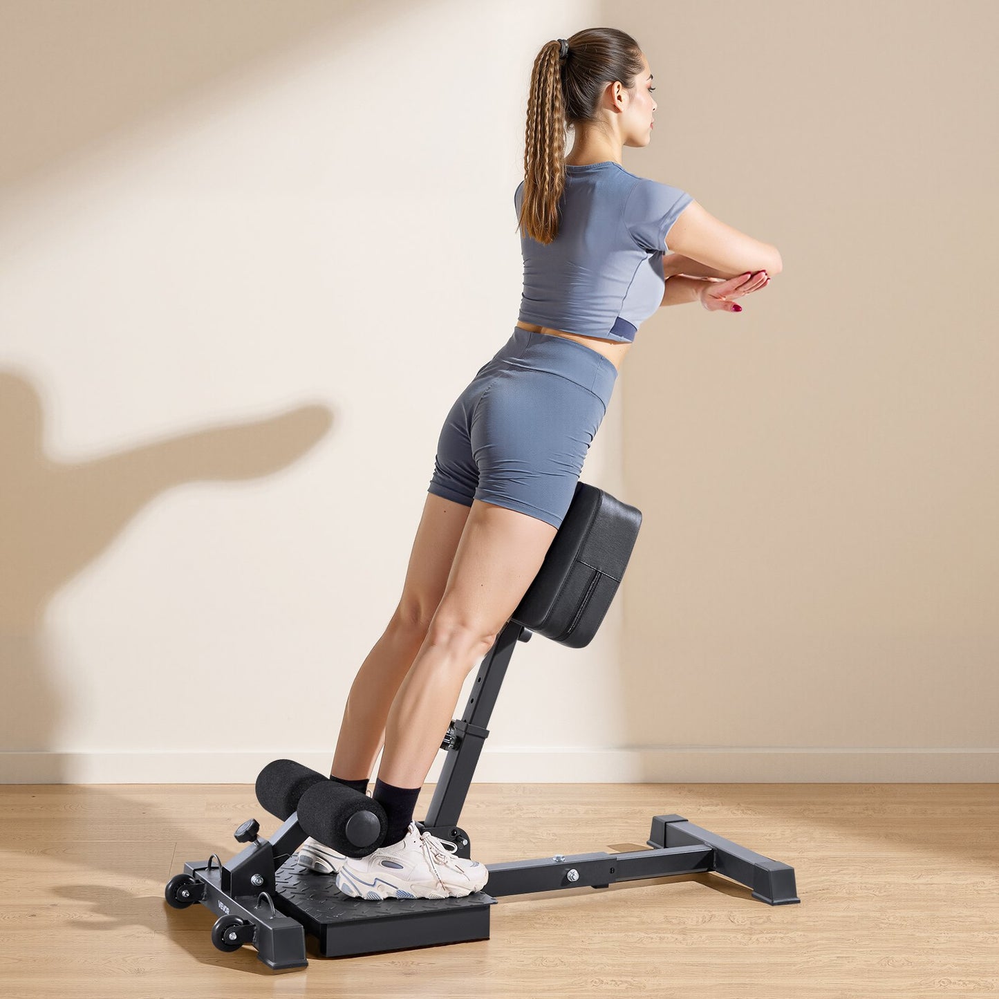 Sissy-Squat-Maschine, multifunktionale Sissy-Squat-Bank für tiefes Beinmuskeltraining, einfach aufzubauen und zusammenklappbar, Trainingsgerät für Rumpf, Taille und Gesäß, Beintrainingsgerät für das Heim-Fitnessstudio, Schwarz