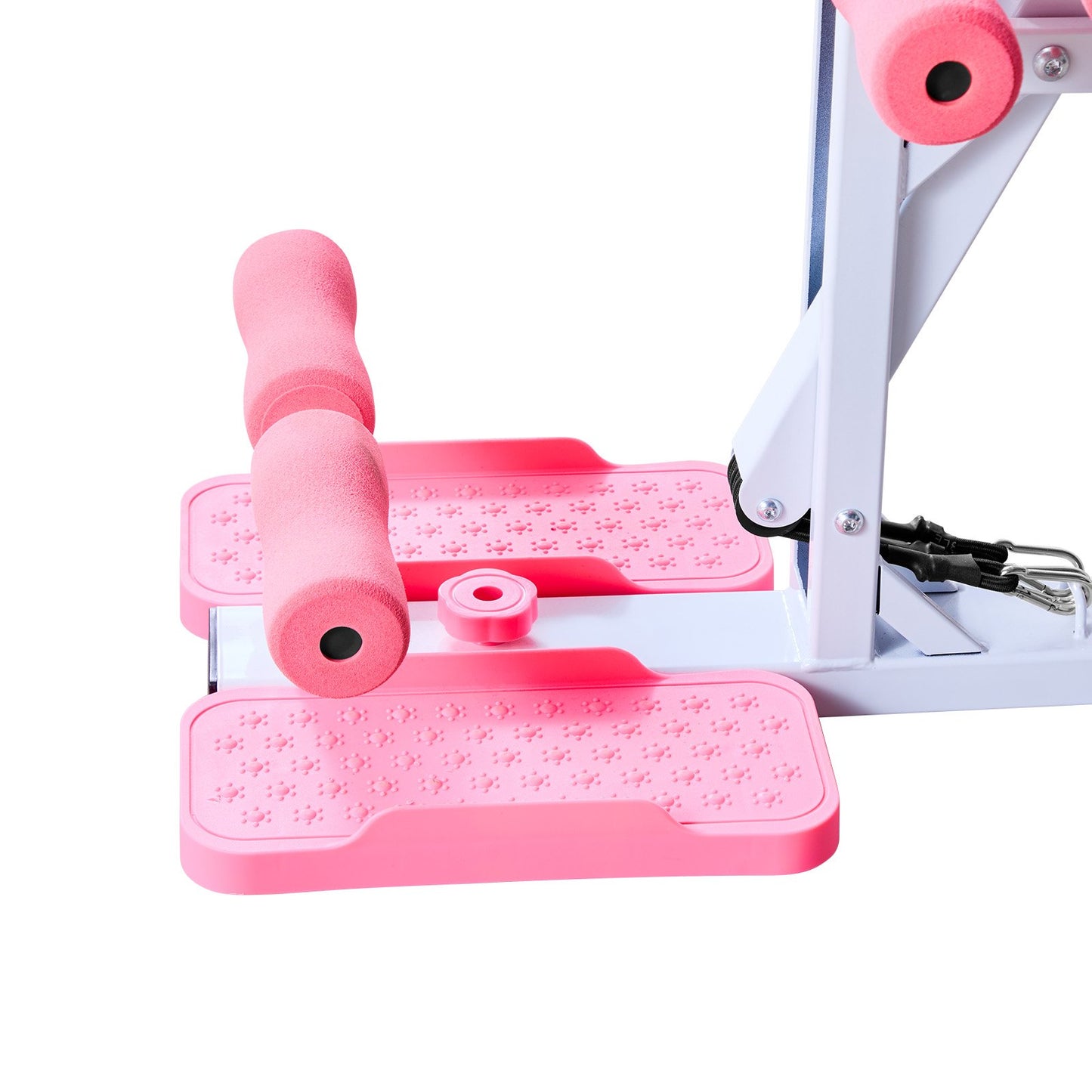 Deep Squat Machine, Adjustable Glutes Trainer Machine with 3 High-Strength Resistance Bands, Folding Core Leg & Glutes Exercise Trainer, Push Up Workout Equipment at Home Gym, Pink + White