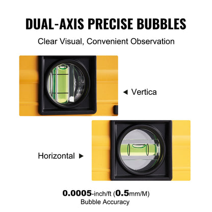 Magnetische Torpedowasserwaage, 600 mm, LED-Hintergrundbeleuchtung, mechanische Libelle, Messbereich 0–360°, Schwerkraftsensor, Aluminiumlegierung, stoßfest, für Sanitärinstallationen und Holzarbeiten