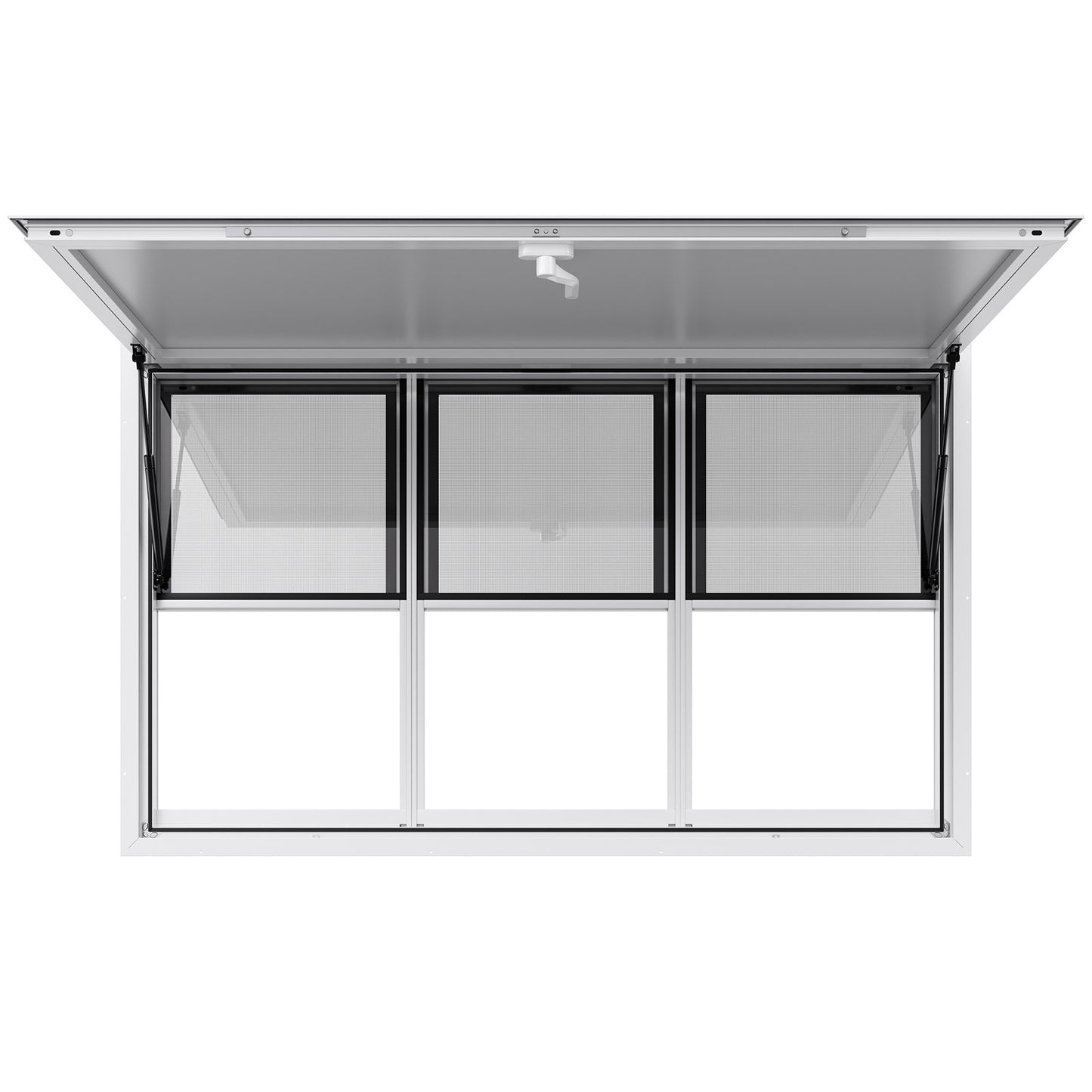 Concession Window 152x92 cm, Aluminum Alloy Service Window for Food Truck, Up to 85 Degrees Stand Serving Window with 6 Sliding Windows, Awning Door, and Drag Hook, for Concession Trailers