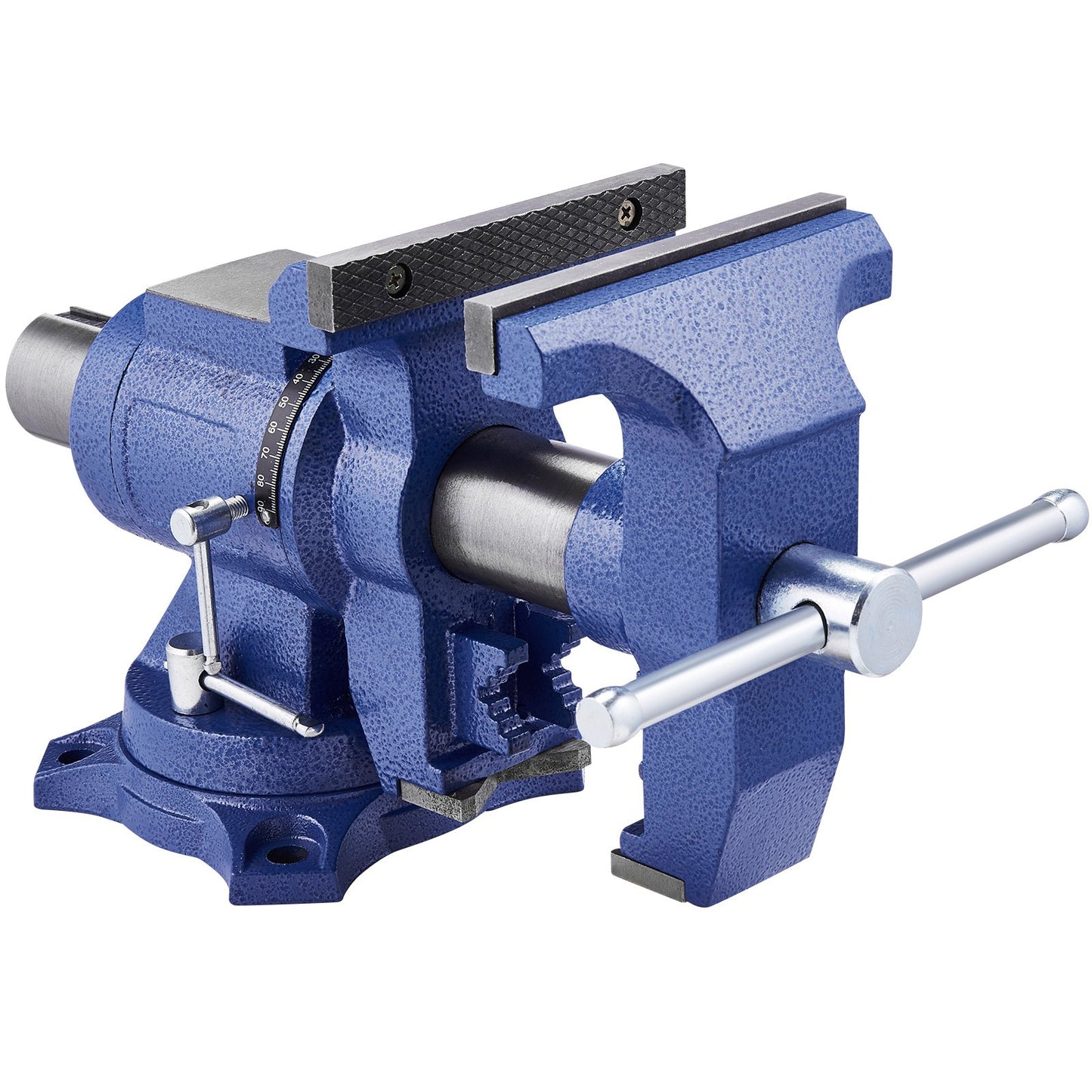 Heavy Duty Bench Vise, 165 mm / 6.5" Jaw Width, 125 mm/5" Max Jaw Opening Multi-Purpose Ductile Iron Bench Vise with Anvil, 360° Swivel Base Head, 3" Throat, 2549 kg/5620 lbs Clamp Force, for Pipe Repairing Metalworking