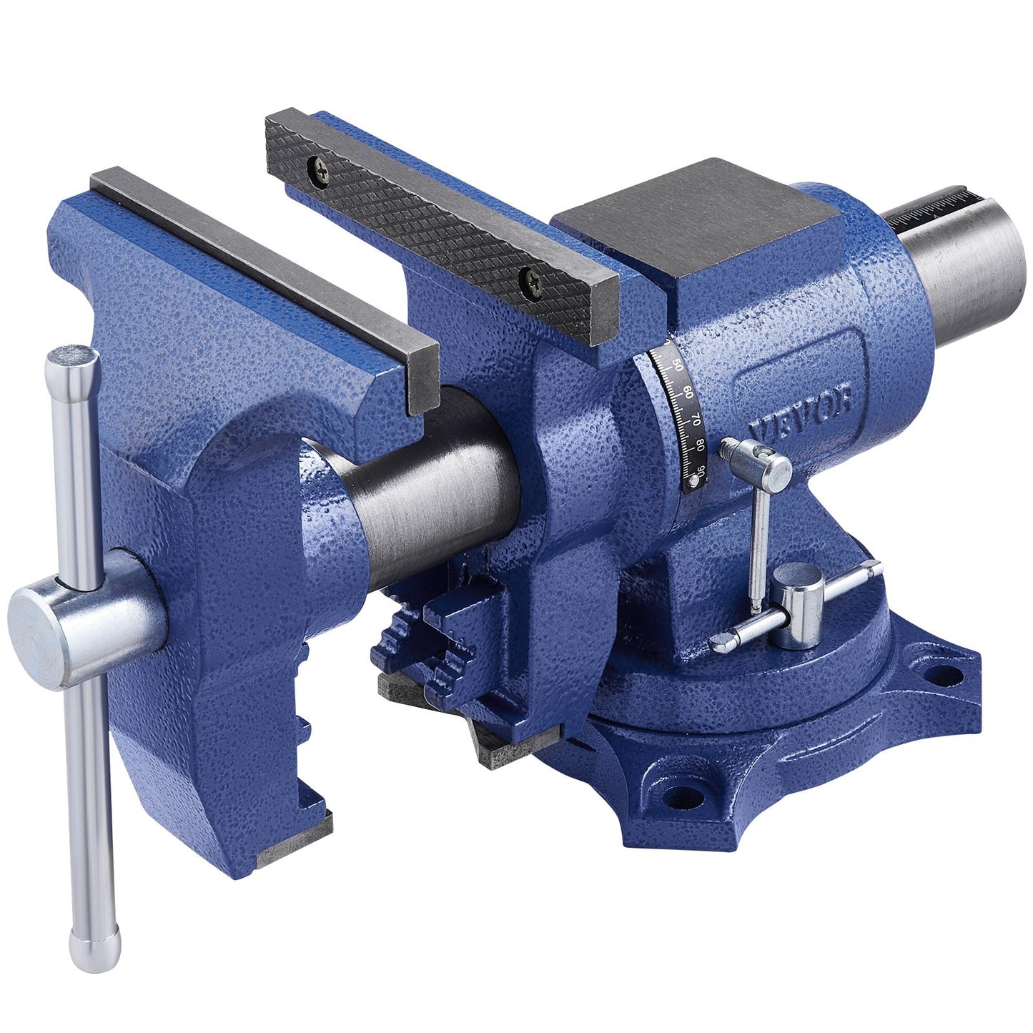 Heavy Duty Bench Vise, 165 mm / 6.5" Jaw Width, 125 mm/5" Max Jaw Opening Multi-Purpose Ductile Iron Bench Vise with Anvil, 360° Swivel Base Head, 3" Throat, 2549 kg/5620 lbs Clamp Force, for Pipe Repairing Metalworking