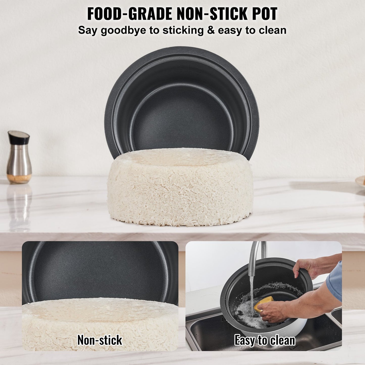 Commercial Rice Cooker, 50-Cup Rice Cooker, 10 Liter Large Rice Cooker and Warmer with Nonstick Inner Pot, Fast Cooking and 24-Hour Keep Warm, with Rice Cup and Paddle, for Restaurant