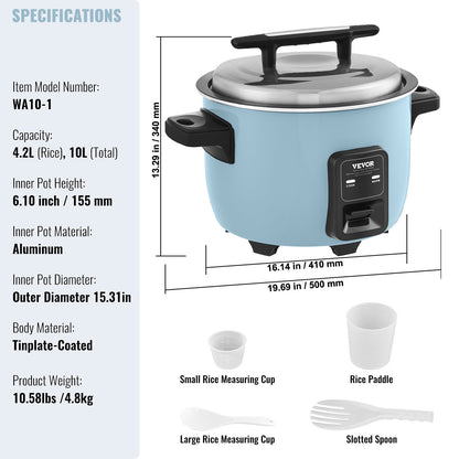 Commercial Rice Cooker, 60-Cup Rice Cooker, 13 Liter Large Rice Cooker and Warmer with Nonstick Inner Pot, Fast Cooking and 24-Hour Keep Warm, with Rice Cup and Paddle, for Restaurant