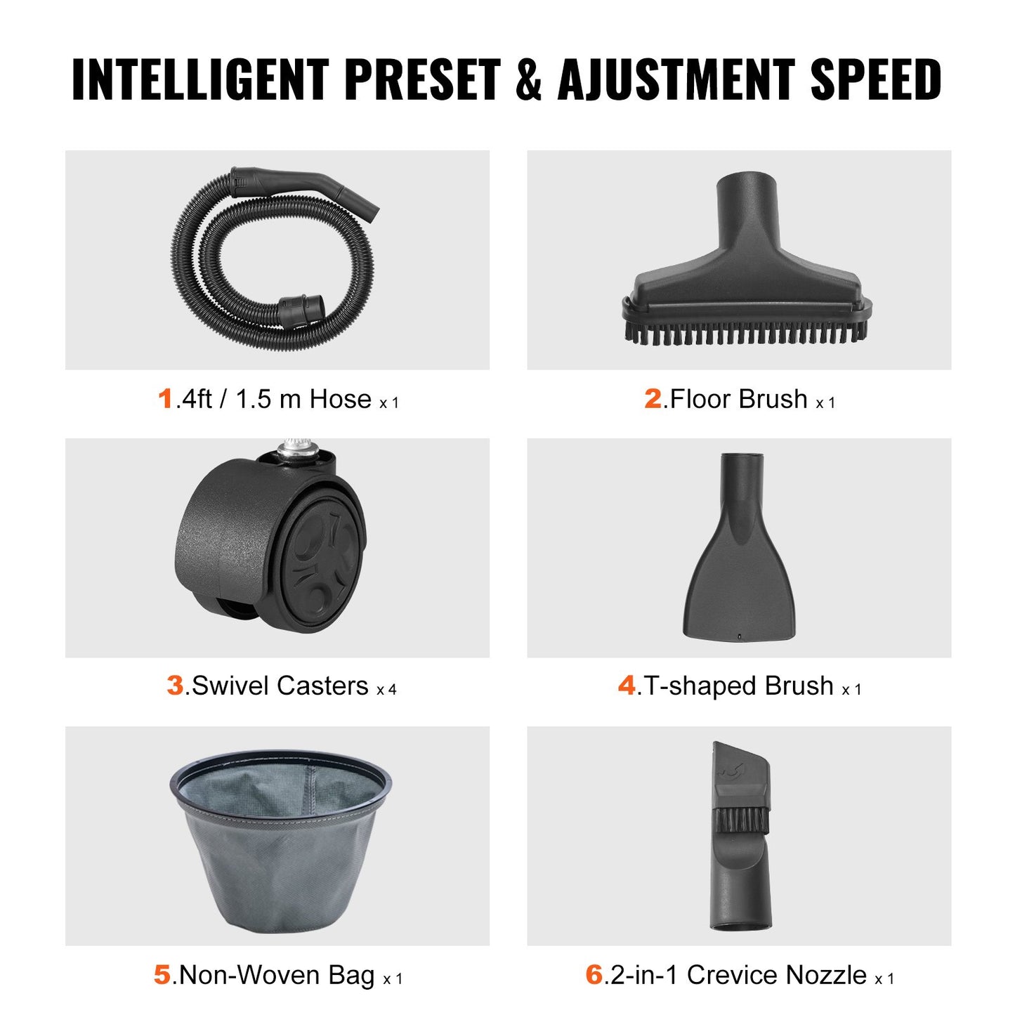 Nass-/Trockensauger, 10 l, 2 PS Spitzenleistung, effiziente Saug- und Blasfunktion mit Düse, Rollen, tragbarer Werkstattsauger mit Zubehör, leicht, ideal für Teppiche, Schmutz und Tierhaare, gelb