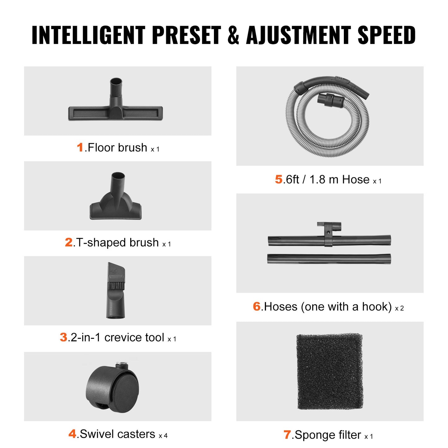 Nass-/Trockensauger aus Edelstahl, 8 Gallonen (ca. 30 Liter), 6 PS Spitzenleistung, starke Saugkraft mit Gebläsefunktion und 2-in-1-Fugendüse, ideal für Teppichschmutz, Tierhaare und Autowäsche.