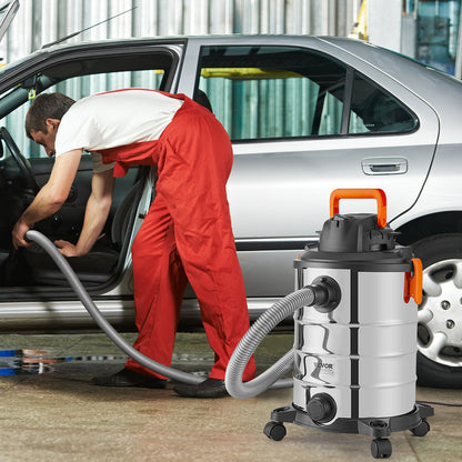 Nass-/Trockensauger aus Edelstahl, 8 Gallonen (ca. 30 Liter), 6 PS Spitzenleistung, starke Saugkraft mit Gebläsefunktion und 2-in-1-Fugendüse, ideal für Teppichschmutz, Tierhaare und Autowäsche.
