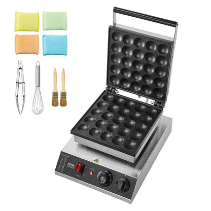 Mini-Pfannkuchenmaschine (25 Stück, 43 mm Durchmesser), Dorayaki-Backmaschine, 1700 W elektrischer Poffertjes-Grill für den gewerblichen Einsatz, antihaftbeschichteter Edelstahl, Temperatur- und Zeitregelung, für Küche und Restaurant