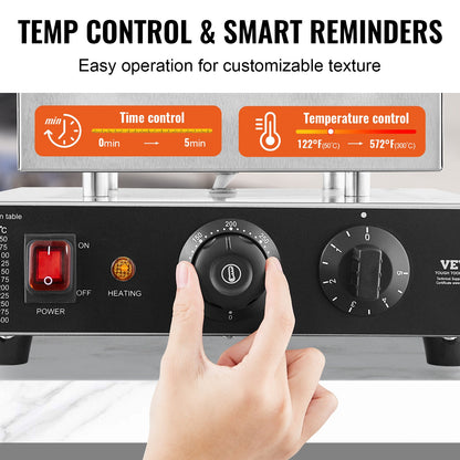 Holländischer Pfannkuchenautomat, 9-teilig, 76 mm Durchmesser, Dorayaki-Backmaschine, 850 W, gewerblicher elektrischer Poffertjes-Grill, antihaftbeschichteter Edelstahl, Temperatur- und Zeitregelung, für Küche, Restaurant und Imbiss