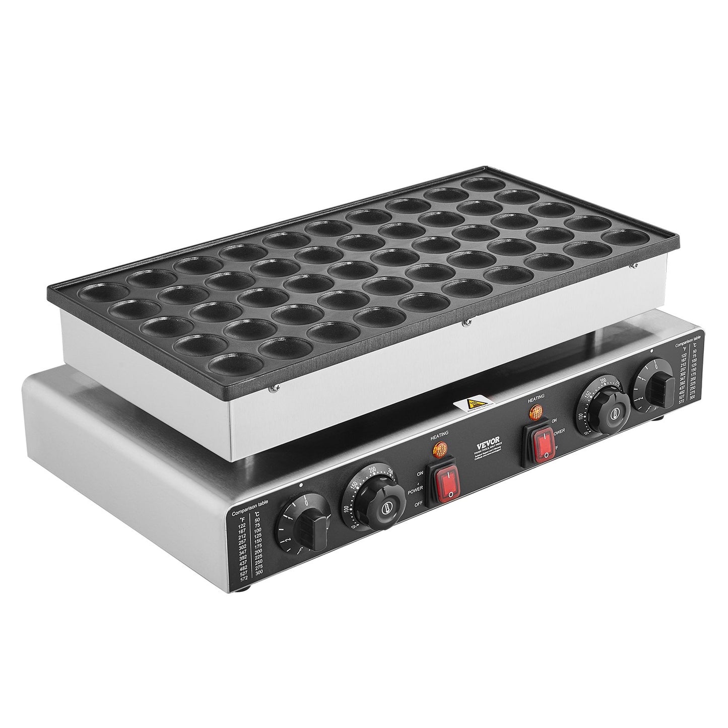 Mini-Pfannkuchenmaschine (50 Stück, 43 mm Durchmesser), Dorayaki-Backmaschine, 1700 W, elektrischer Poffertjes-Grill für den gewerblichen Einsatz, antihaftbeschichteter Edelstahl, Temperatur- und Zeitregelung, für Küche und Restaurant