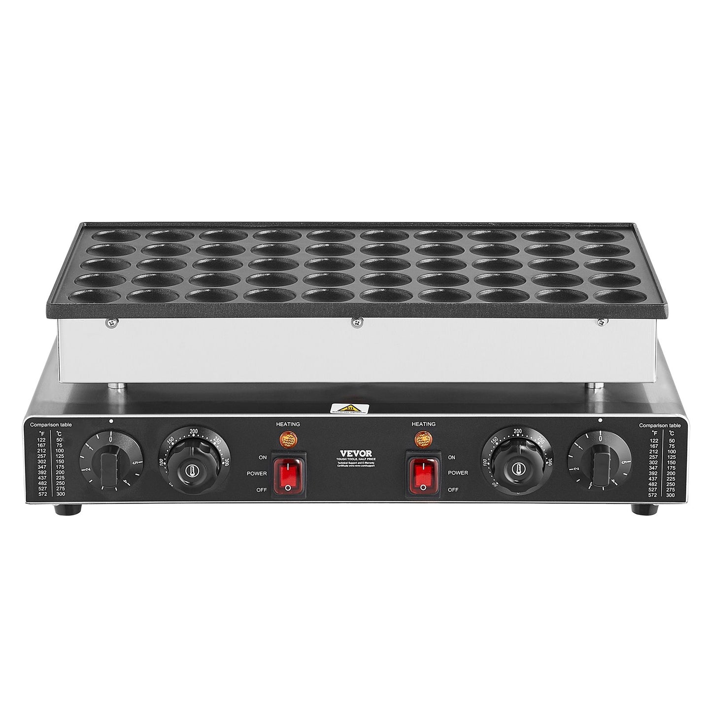 Mini-Pfannkuchenmaschine (50 Stück, 43 mm Durchmesser), Dorayaki-Backmaschine, 1700 W, elektrischer Poffertjes-Grill für den gewerblichen Einsatz, antihaftbeschichteter Edelstahl, Temperatur- und Zeitregelung, für Küche und Restaurant