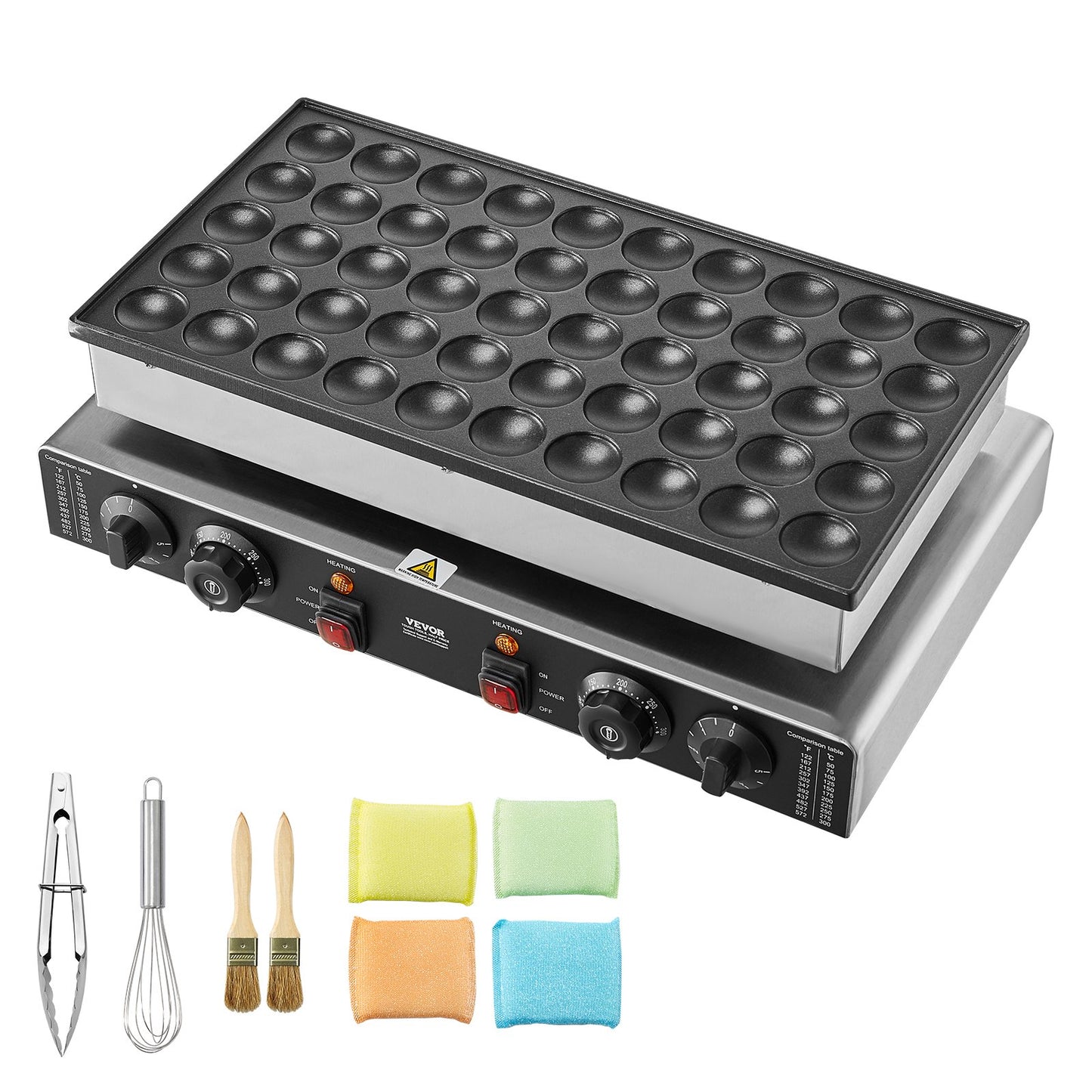 Mini-Pfannkuchenmaschine (50 Stück, 43 mm Durchmesser), Dorayaki-Backmaschine, 1700 W, elektrischer Poffertjes-Grill für den gewerblichen Einsatz, antihaftbeschichteter Edelstahl, Temperatur- und Zeitregelung, für Küche und Restaurant