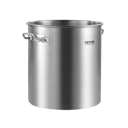 Edelstahl-Kochtopf, 24 Liter, Kochtopf mit Deckel und Griff, robuster Kochtopf in Profiqualität, sandgestrahlt, zum Dämpfen, Kochen oder Braten, silberfarben