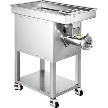 Fleischwolf, elektrischer Fleischwolf mit 10 kg/min Kapazität, inklusive Messer, Lochscheibe, Wurstfüller, Edelstahl-Gewerbe-Fleischwolf für Küche, Restaurant, Metzgerei