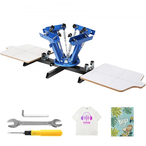 Siebdruckmaschine, 4-Farben-2-Stationen-Siebdruckmaschine mit 360°-Drehfunktion, 54 x 45 cm (21,2 x 17,7 Zoll), Doppellagen-Positionierpalette für den T-Shirt-DIY-Druck