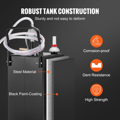 Fuel Caddy, 35 Gallon, Gas Storage Tank on 4 Wheels, with Manual Transfer Pump, Gasoline Diesel Fuel Container for Cars, Lawn Mowers, ATVs, Boats, More, Black