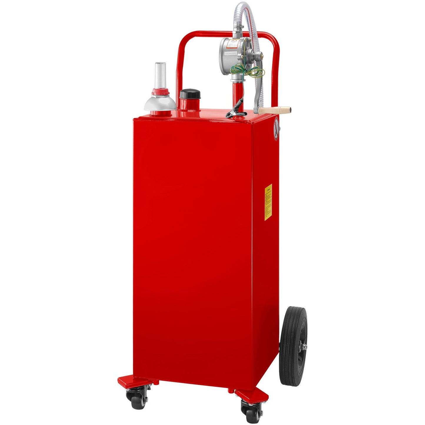 Fuel Caddy, 132.49 Liter, Gas Storage Tank on 4 Wheels, with Manuel Transfer Pump, Gasoline Diesel Fuel Container for Cars, Lawn Mowers, ATVs, Boats, More, Red