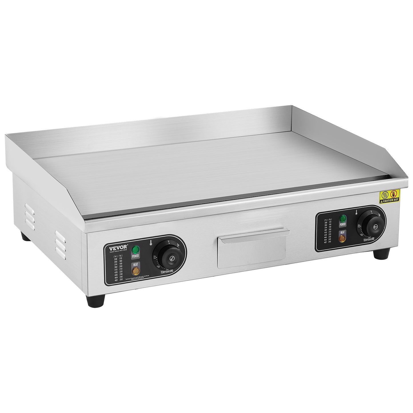 Gewerblicher elektrischer Grill, 4000 W, Tischgrillplatte, Temperatur einstellbar von 50 °C bis 300 °C, 66 x 40 x 1 cm, Edelstahl, inklusive 2 Schaufeln und 2 Bürsten für Zuhause oder Restaurant