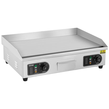 Gewerblicher elektrischer Grill, 4000 W, Tischgrillplatte, Temperatur einstellbar von 50 °C bis 300 °C, 66 x 40 x 1 cm, Edelstahl, inklusive 2 Schaufeln und 2 Bürsten für Zuhause oder Restaurant