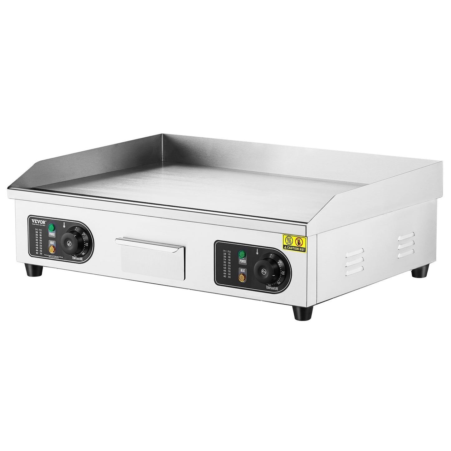 Gewerblicher elektrischer Grill, 4000 W, Tischgrillplatte, Temperatur einstellbar von 50 °C bis 300 °C, 66 x 40 x 1 cm, Edelstahl, inklusive 2 Schaufeln und 2 Bürsten für Zuhause oder Restaurant