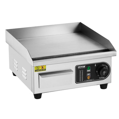 Gewerblicher elektrischer Grill, 2000 W Tischgrillplatte, Temperatur einstellbar von 50 °C bis 300 °C, 36 x 30 x 1 cm Edelstahlgrillplatte mit 2 Schaufeln und 2 Bürsten für Zuhause oder Restaurant